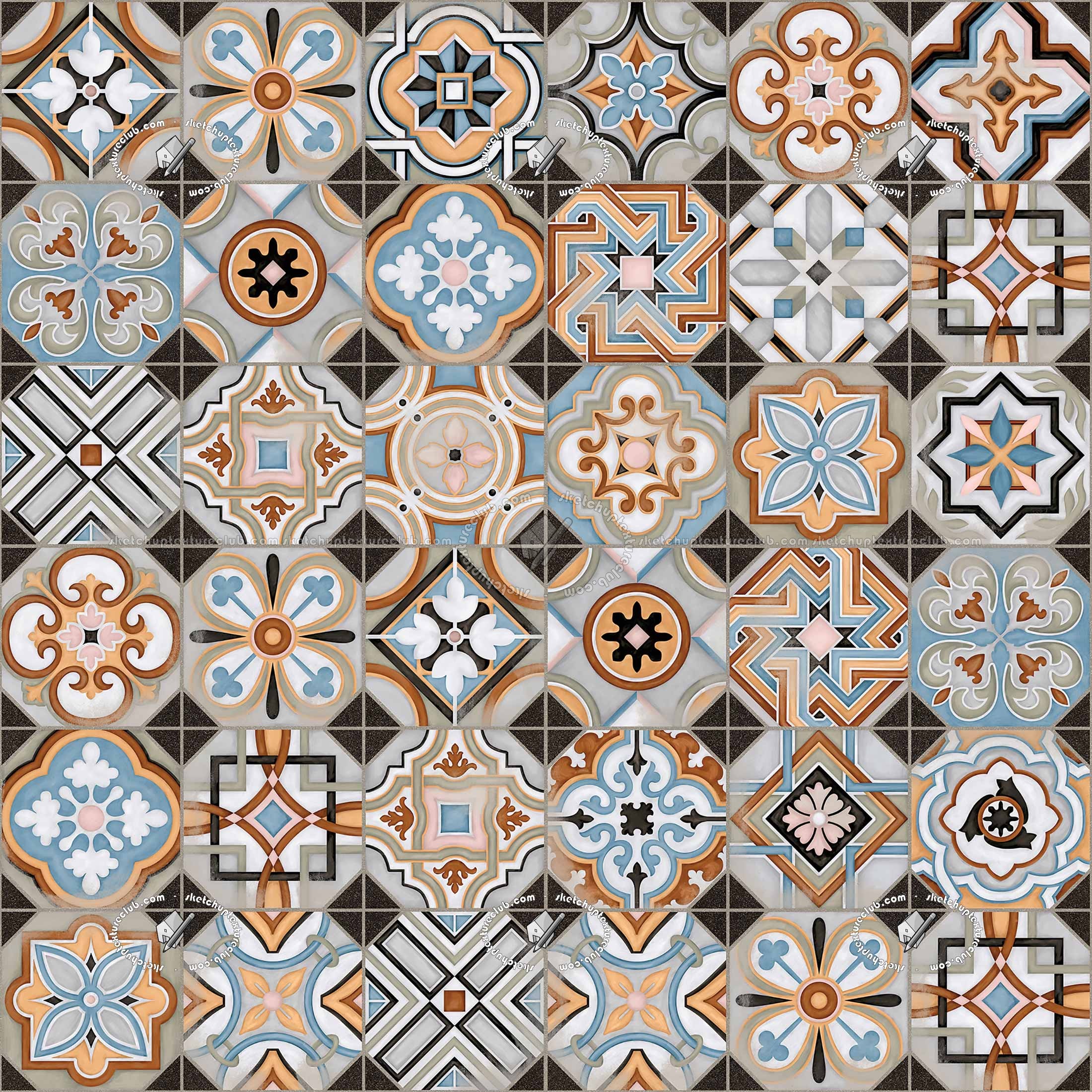 Ceramic patchwork tile texture seamless 21254