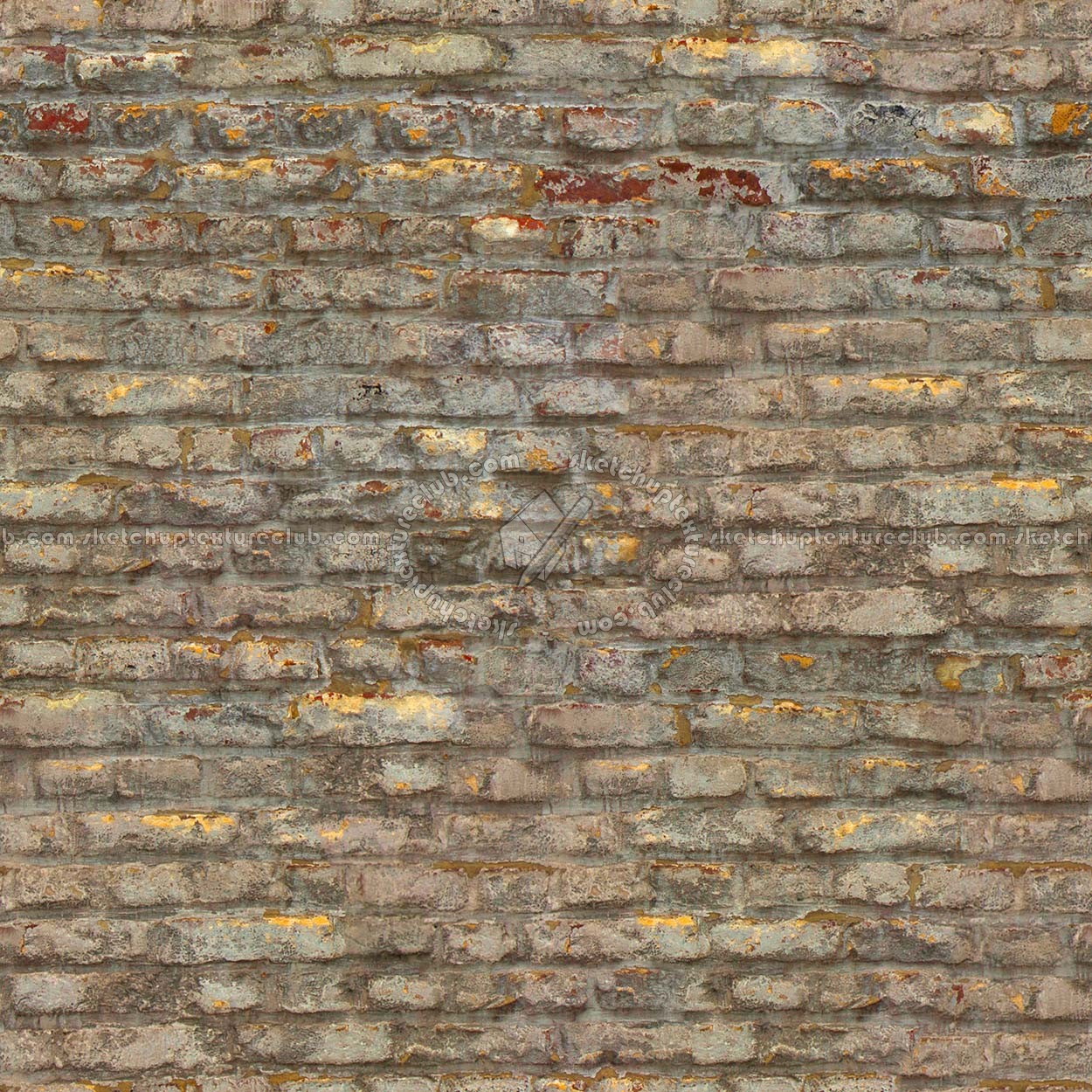 肉質画　風景画 Damaged bricks texture seamless 00108