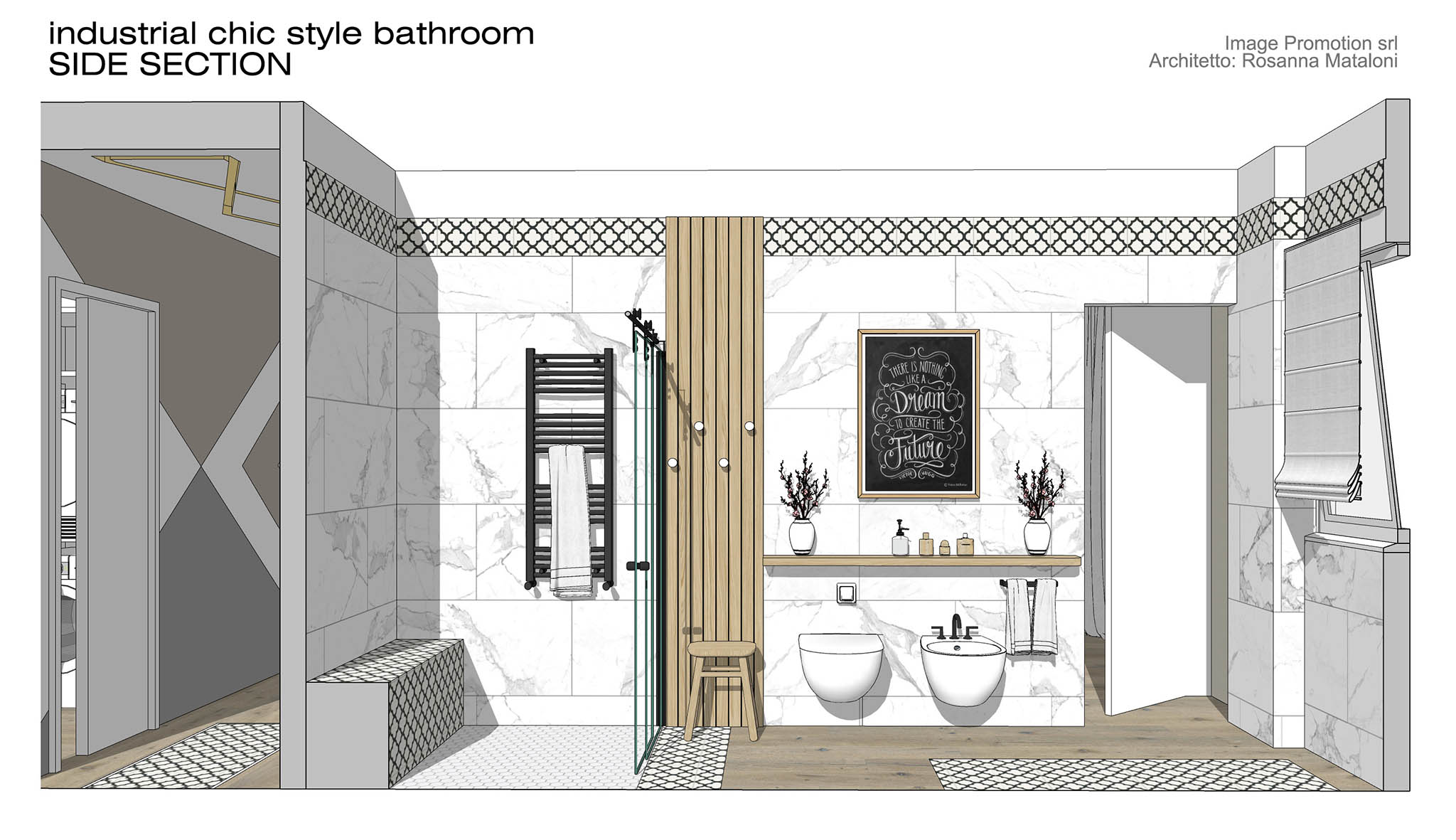 industrial chic style bathroom - SIDE SECTION