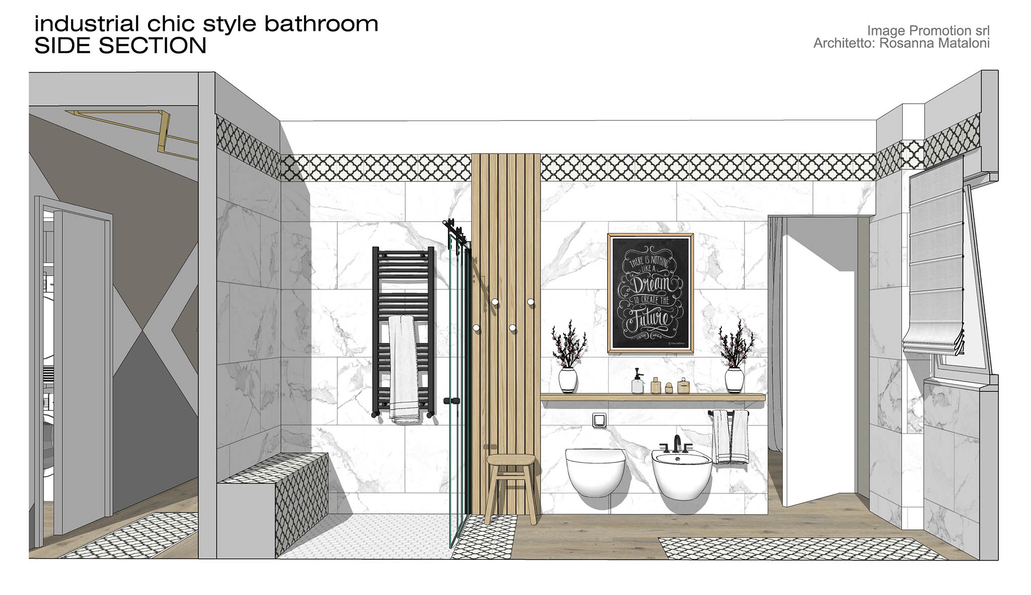 industrial chic style bathroom - SIDE SECTION industrial chic style bathroom - SIDE SECTION