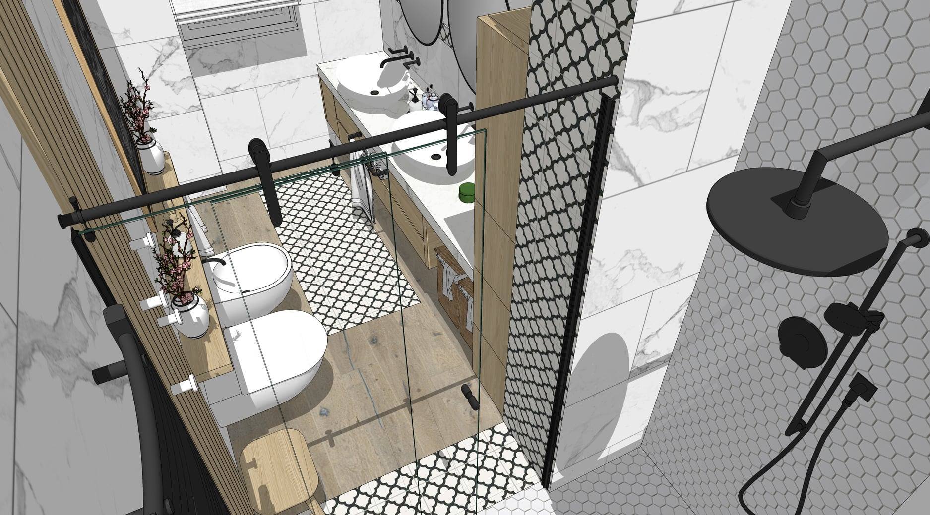 industrial chic style bathroom - SHOWER AREA 2