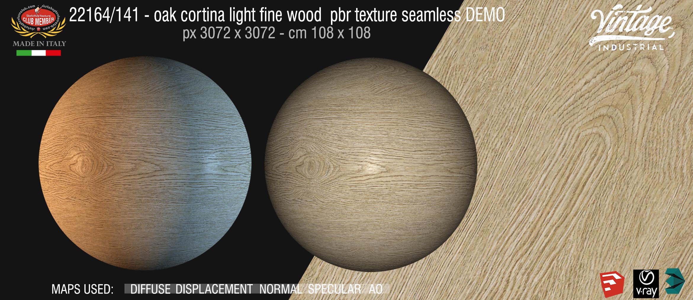 Cortina oak light fine wood pbr texture seamless 22164