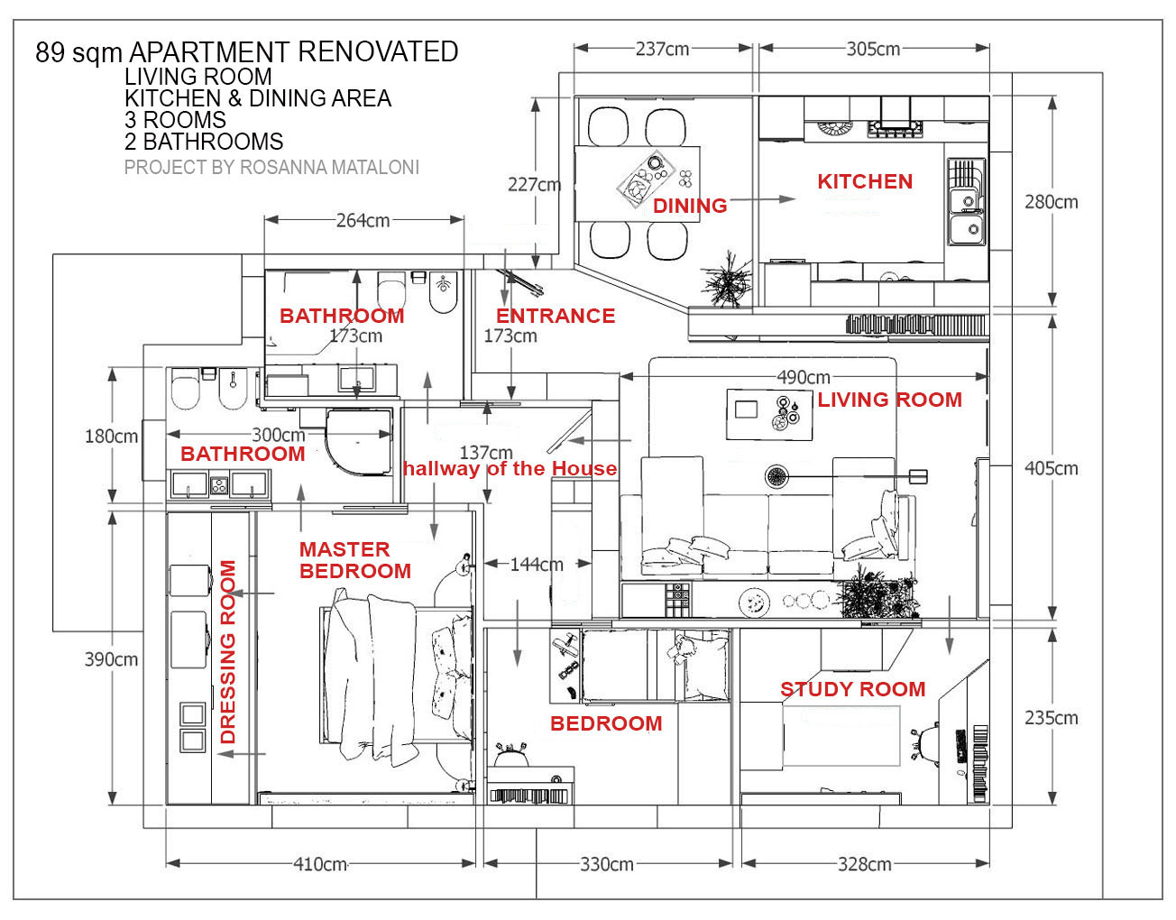 2d layout renovated apartment 89 m square after