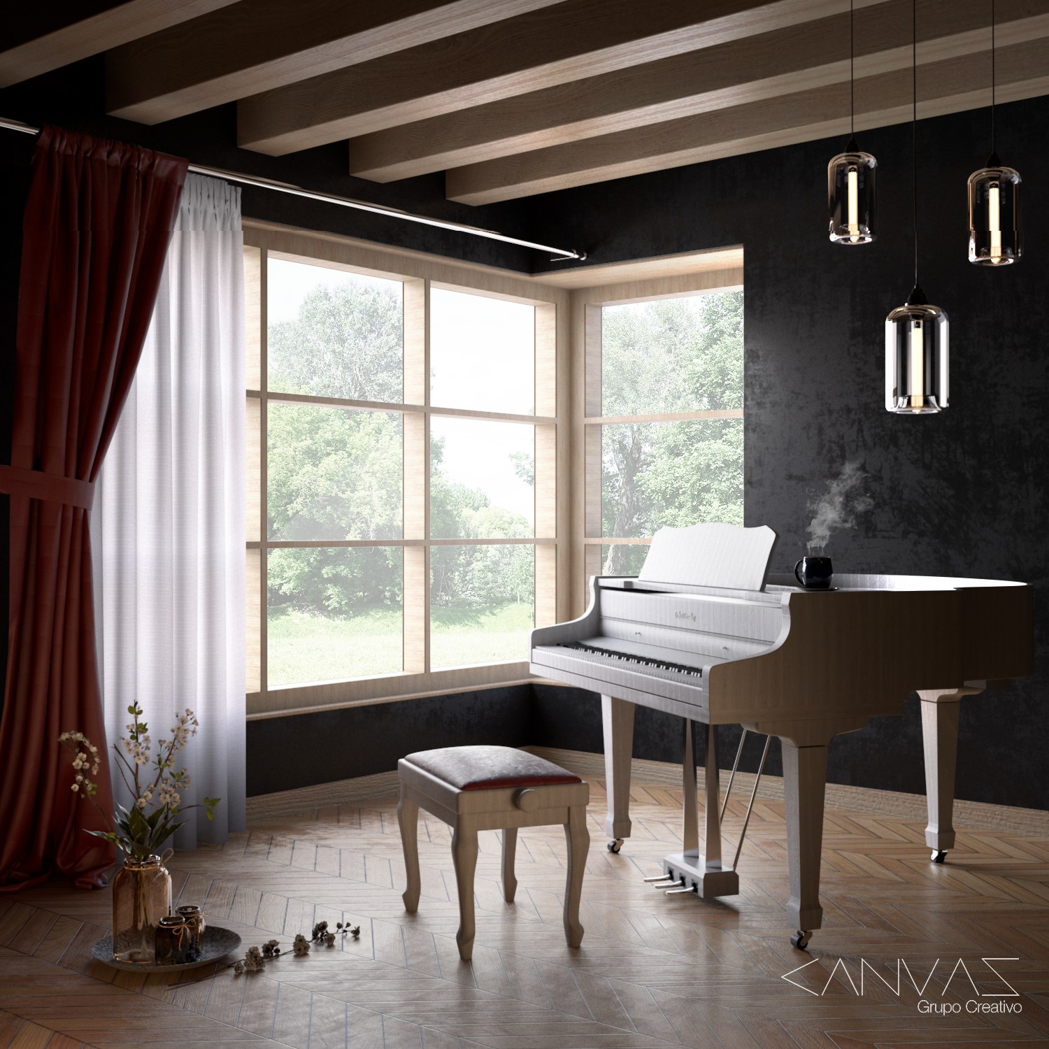 Piano Corner - vray render by ALEJANDRO GARCIA