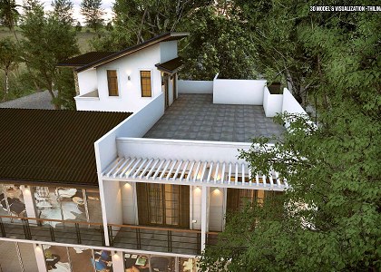 Thilina Liyanage | Evening Scene-Top View Of House & Shops