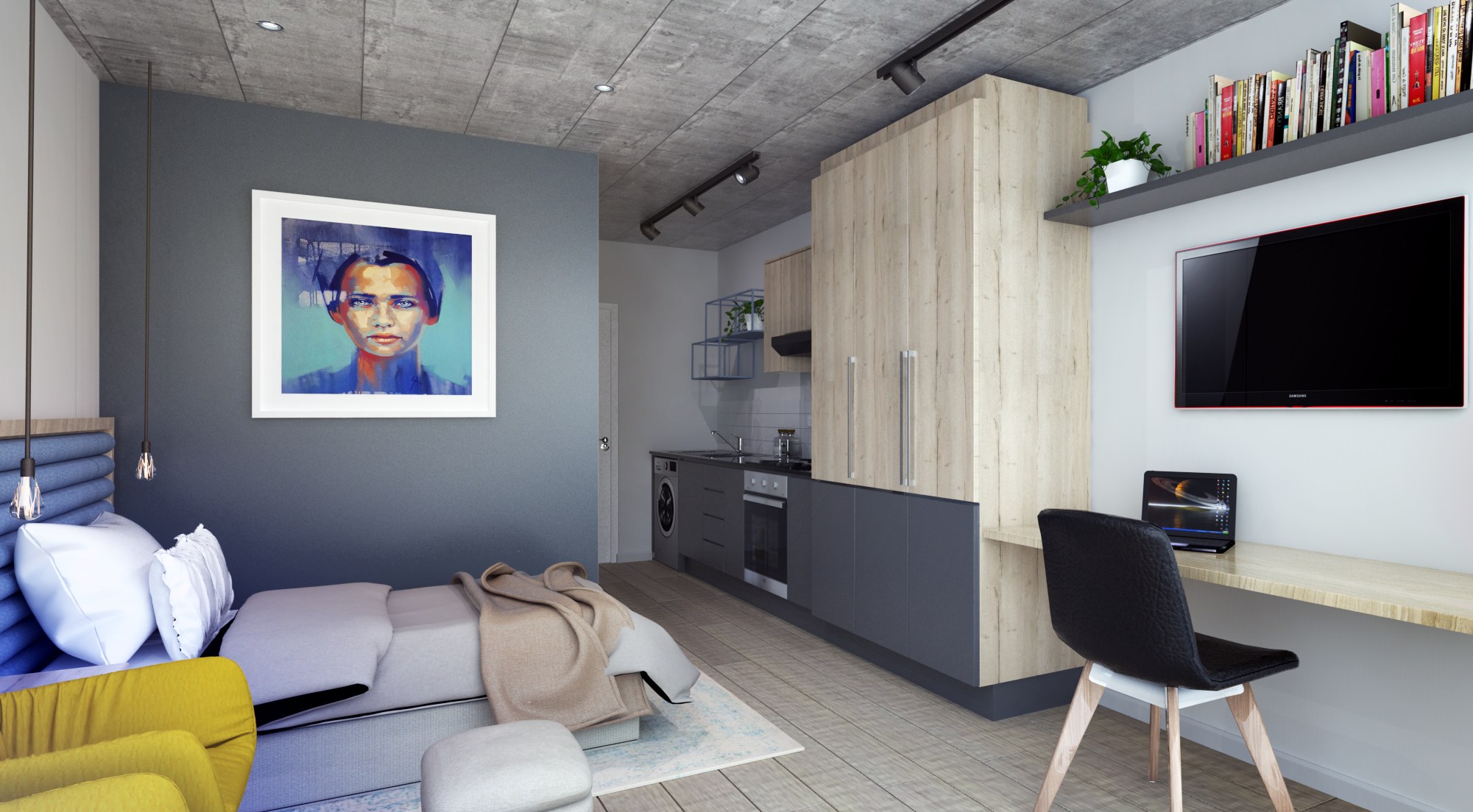 Free Small Bachelor Apartment Render 1 by Shafiek Walker