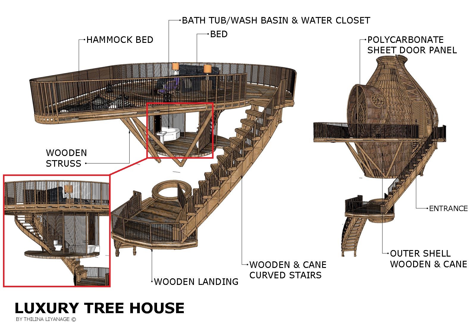 Treehouse Visualization Treehouse - by Thilina Liyanage - #1404 - Sketchuptexture Free 3D Model