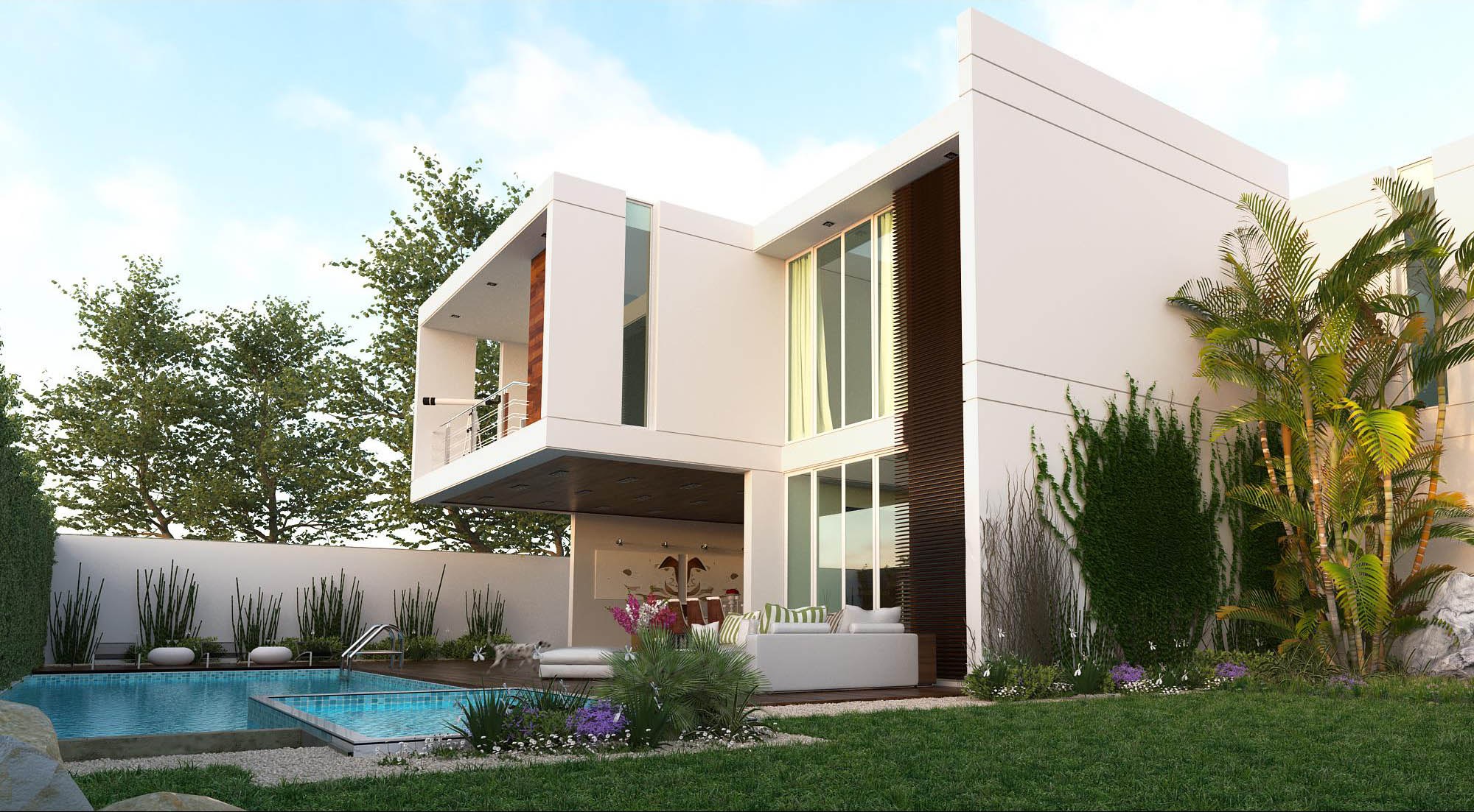 Free 3d Model Modern House With Pool By Byron Galvez Render
