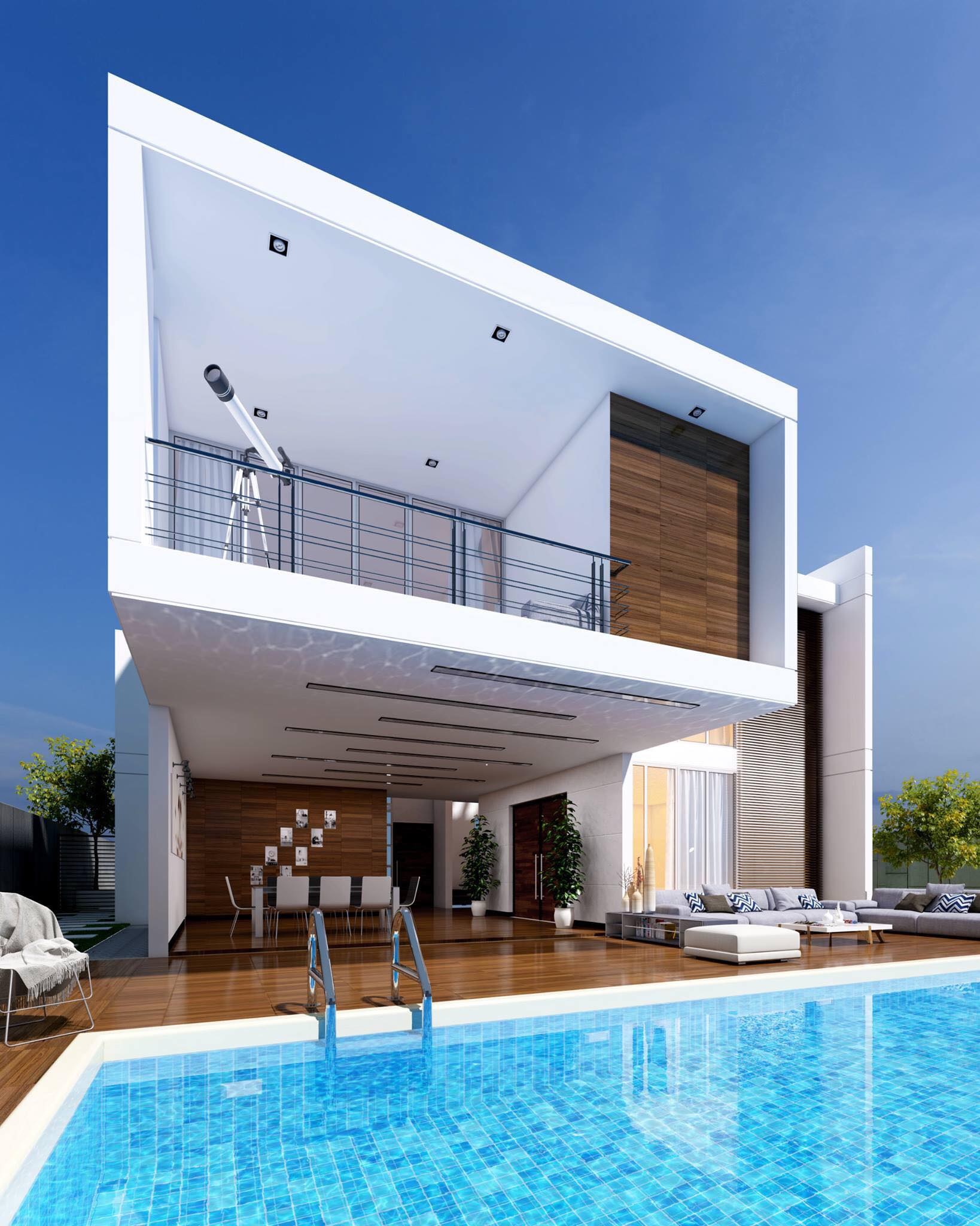 Free 3d Model Modern House With Pool By Byron Galvez Render