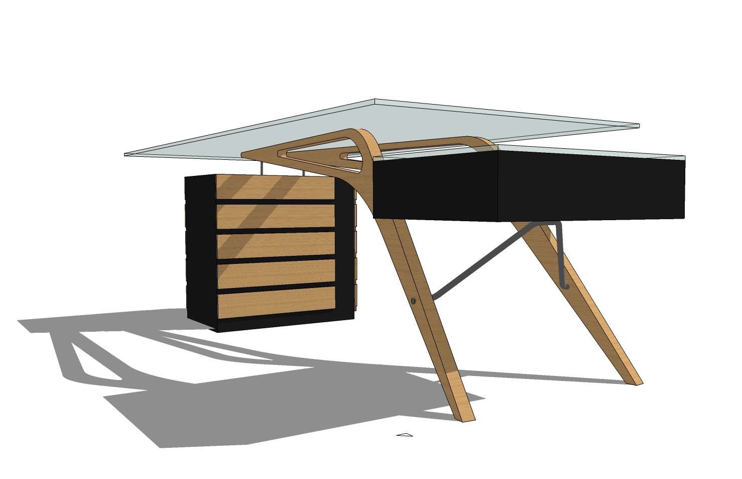 free sketchup office 3d model Zanotta Cavour Writing Desk -sketchup extract