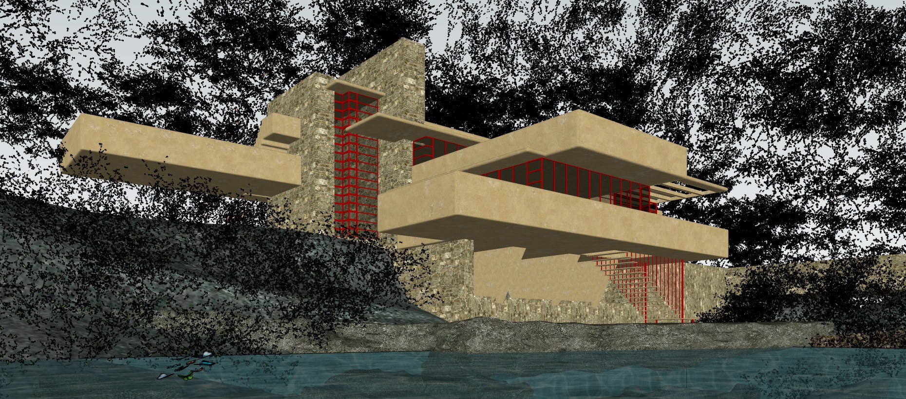 Fallingwater house sketchup view 2