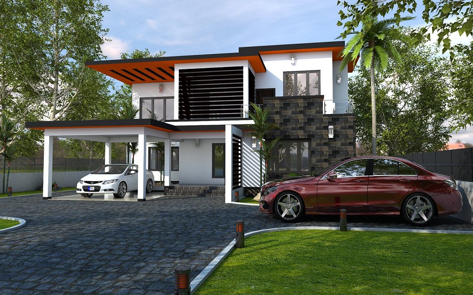 Modern Villa | vray render by Sarath Sasidharan Pillai view 1