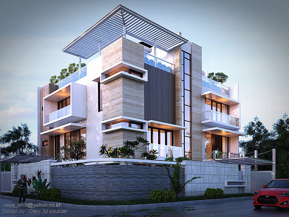 Free 3D Models HOUSES VILLAS MODERN  TWO FAMILY HOUSE  