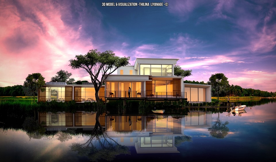 LAKE FRONT HOUSE  & VISOPT | vray render by  Thilina Liyanage