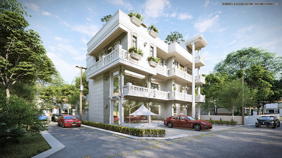 Commercial-Residential Building | Day Scene-Side View - by Thilina Liyanage