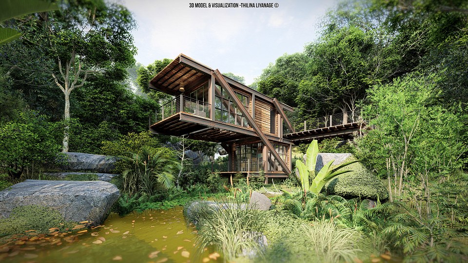 Eco House | day scene 1 designed and made by Thilina liyanage