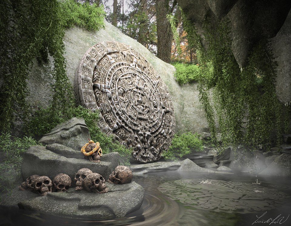 Piedra del Sol, Calendario Azteca and Visopt | An artistic representation about discovery of Sus Stone or Aztec Calendar