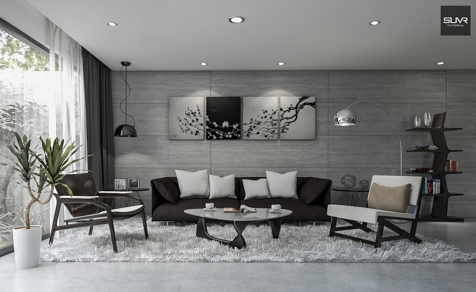 Modern Concrete Living Room | vray render by Jessan YL