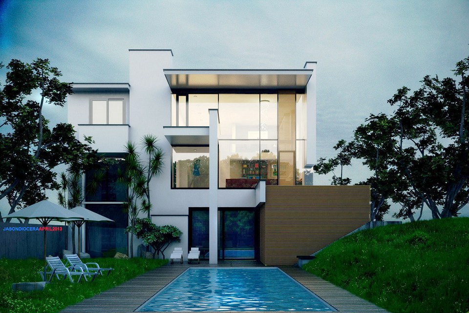 HOUSE WHIT POOL - 2014 | free 3d model house with pool by Jason Diocera