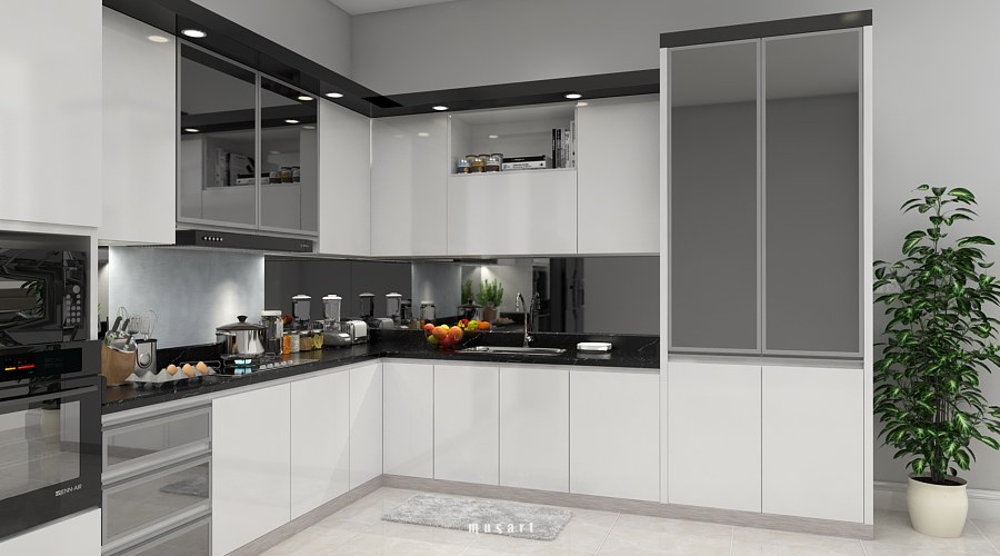 Modern Black & White Kitchen and VISOPT | 3d visualization by Musart Studio