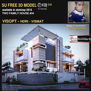 3D Models   -  HOUSES - VILLAS - MODERN TWO FAMILY HOUSE