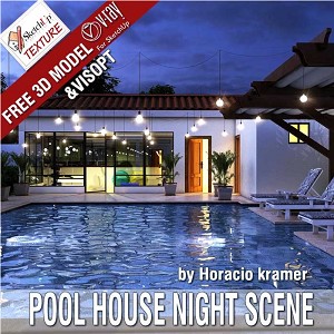 3D Models   -  HOUSES - VILLAS - Pool House night scene