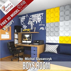 3D Models   -  GUYS ROOM - BOY'S ROOM & VRAY VISOPT