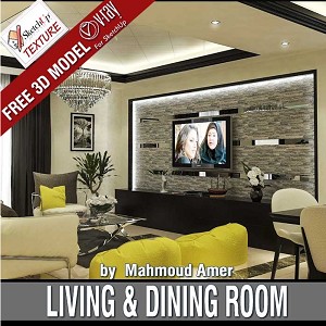 3D Models   -  LIVING ROOM - LIVING & DINING ROOM