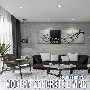 3D Models   -  LIVING ROOM - Modern Concrete Living Room