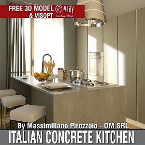 3D Models   -  KITCHEN - Kitchen Italian Design mod. "concrete" & Visopt