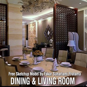 3D Models   -  DINING ROOM - DINING & LIVING ROOM