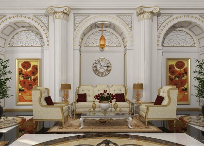 LIVING ROOM CLASSIC STYLE | vray render by AHMED TAHA
