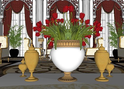 LIVING ROOM CLASSIC STYLE | details sketchup view