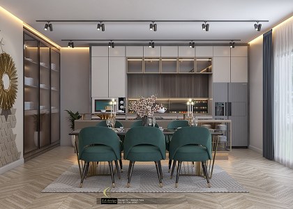 Living Room W/Open Kitchen | Design & 3D Visualization: Eng. A H M E D T A H A