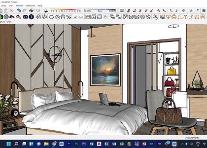 ELEGANT MASTER'S BEDROOM | Screenshot of sketchup 3D Model