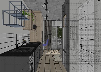 Small Bachelor Apartment | Free Small Bachelor Apartment Sketchup view 1 by Shafiek Walker