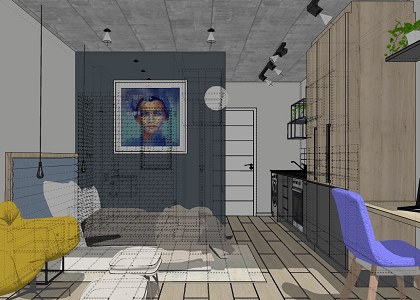 Small Bachelor Apartment | Free Small Bachelor Apartment Sketchup view 2 by Shafiek Walker