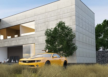 CONCRETE MODERN HOUSE | free sketchup model by Nguyen Khanh Vu vray render