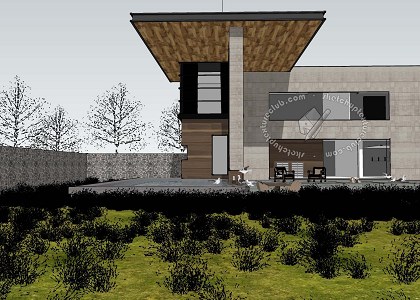 CONCRETE MODERN HOUSE | free sketchup model by Nguyen Khanh Vu sketchup extract