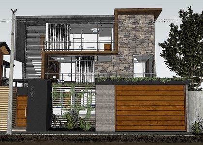 MODERN VILLA IN PERU' | front sketchup view