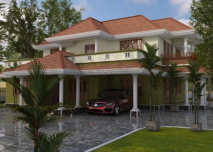 TYPICAL KERALA HOUSE | vray render after rain