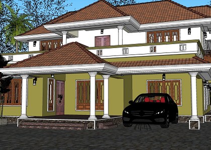 TYPICAL KERALA HOUSE | sketchup view