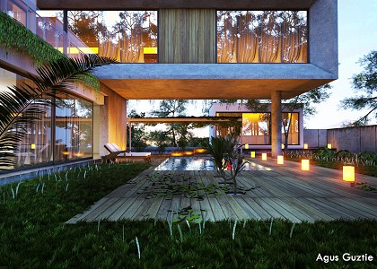 CONCRETE BLOCK HOUSE & VISOPT | Vray render by Agus Guztie Suryanto details