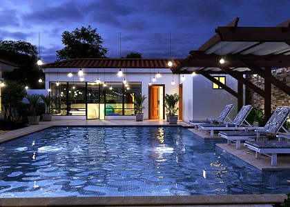 Pool House night scene | Pool House night scene by Horacio kramer