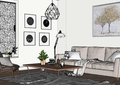 Interior Frozen window | Claudio Anello Rendering 3D - sketchup view