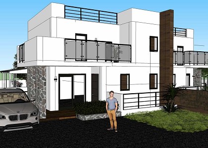 Semi detached villa | view extracted from sketchup 3