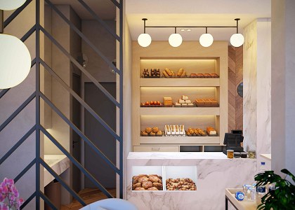 PASTRY SHOP  & Visopt | Pastry Shop Design & visualization by KO NAY KO NAY