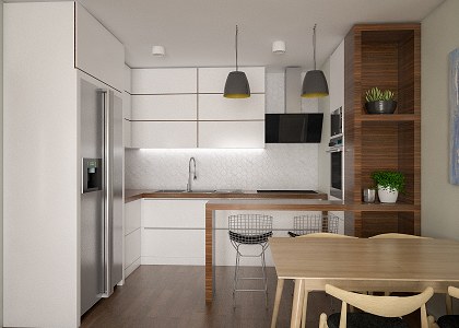 Livingroom + kitchen | vray render by Arber Cungu - view 2