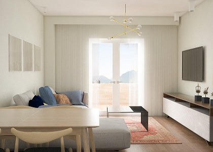 Livingroom + kitchen | vray render by Arber Cungu - view 5