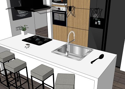 Small Kitchen in Costa Rica | sketchup view